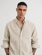 100% PURE LINEN LIGHT BEIGE SHIRT