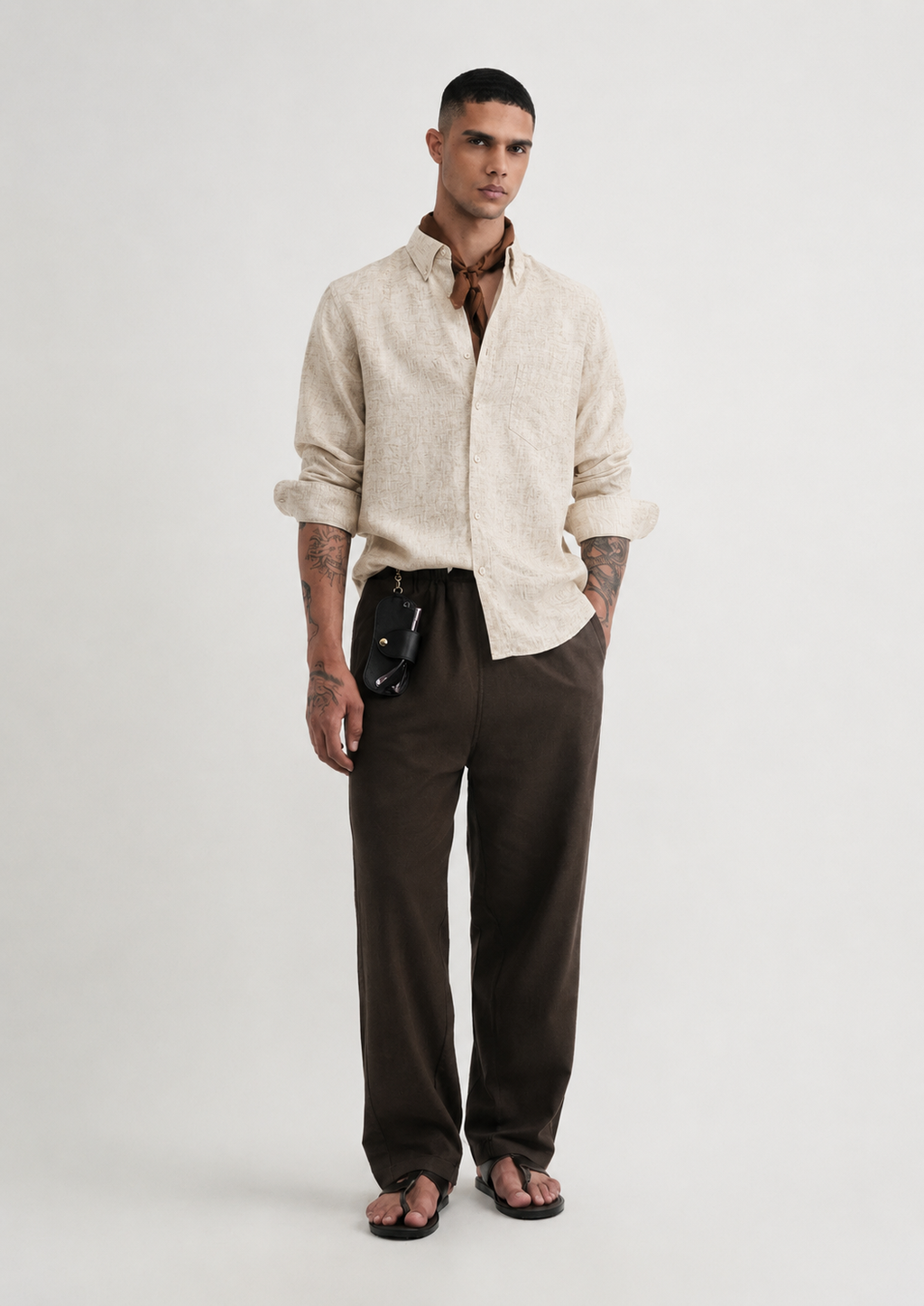 100% PURE LINEN LIGHT BEIGE SHIRT