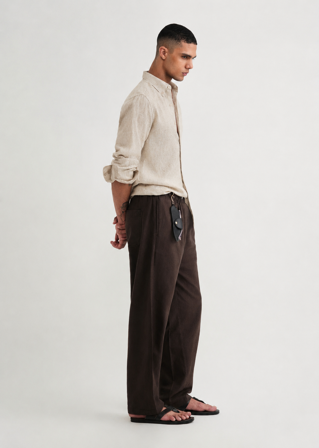 100% PURE LINEN LIGHT BEIGE SHIRT
