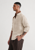 100% PURE LINEN LIGHT BEIGE SHIRT