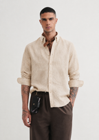 100% PURE LINEN LIGHT BEIGE SHIRT