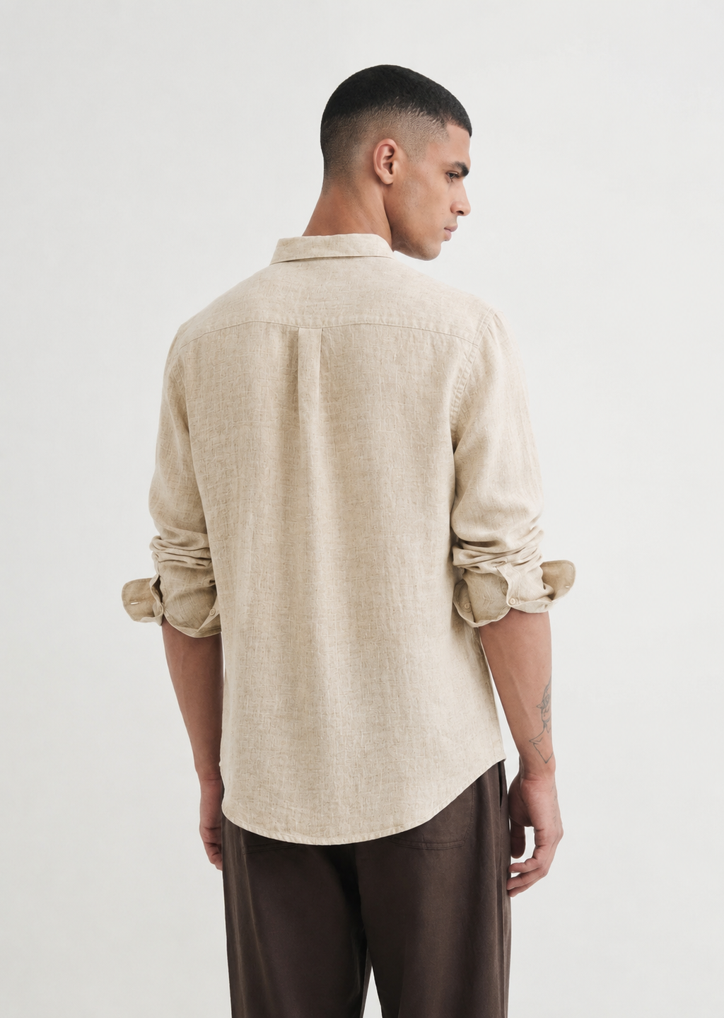 100% PURE LINEN LIGHT BEIGE SHIRT