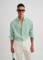 100% PURE LINEN GREEN SHIRT