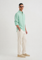 100% PURE LINEN GREEN SHIRT