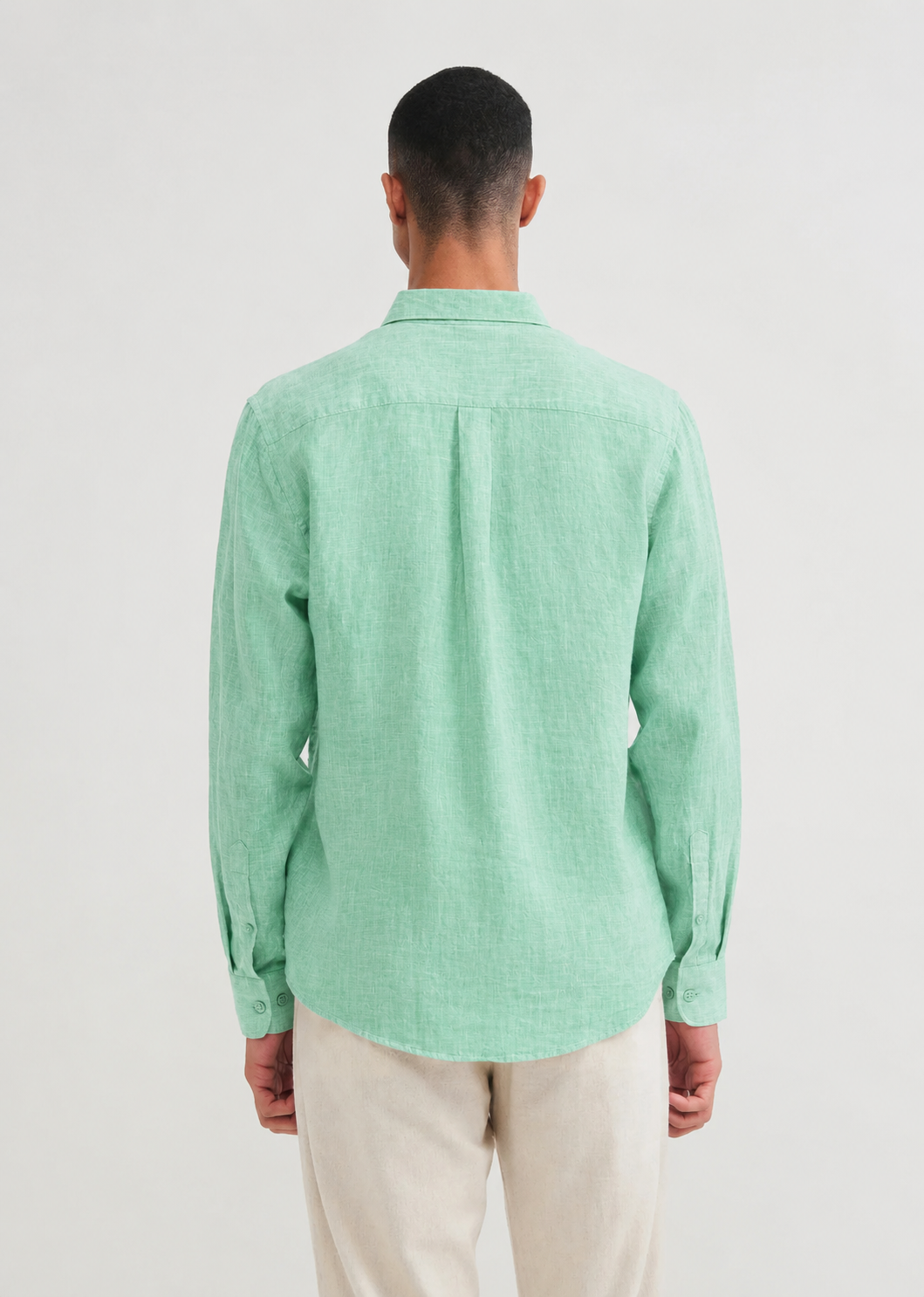 100% PURE LINEN GREEN SHIRT