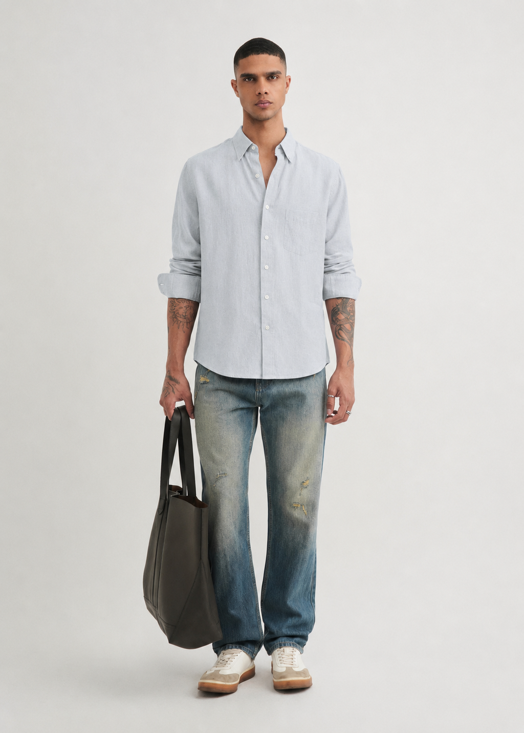 100% PURE LINEN SKY BLUE SHIRT