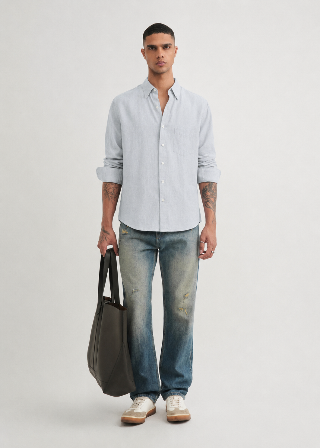 100% PURE LINEN SKY BLUE SHIRT