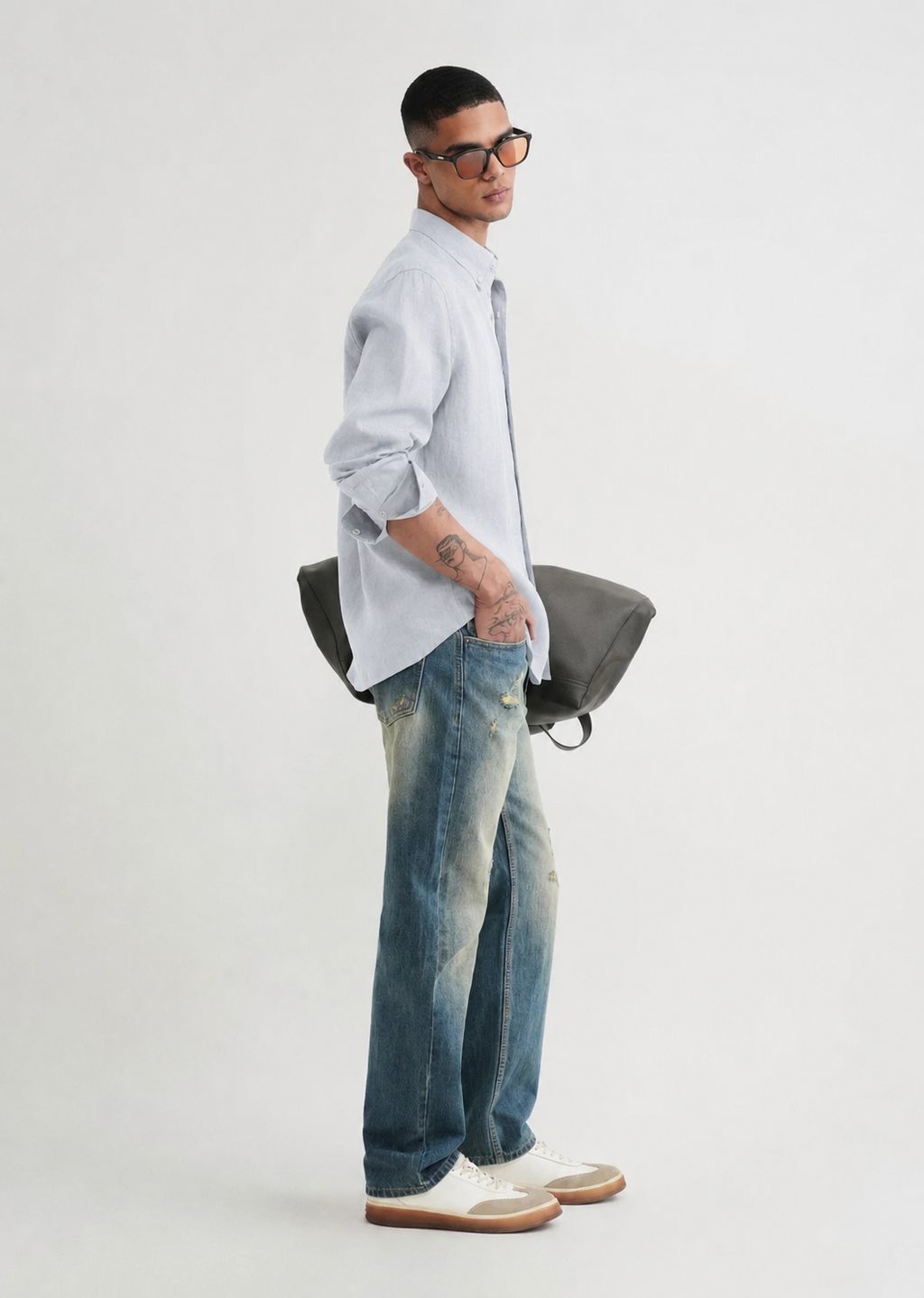 100% PURE LINEN SKY BLUE SHIRT