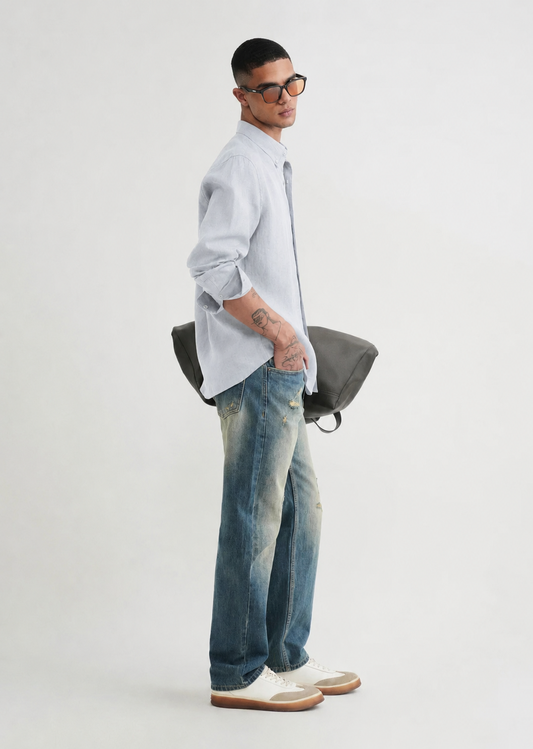 100% PURE LINEN SKY BLUE SHIRT