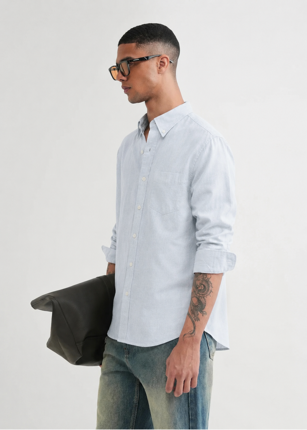 100% PURE LINEN SKY BLUE SHIRT