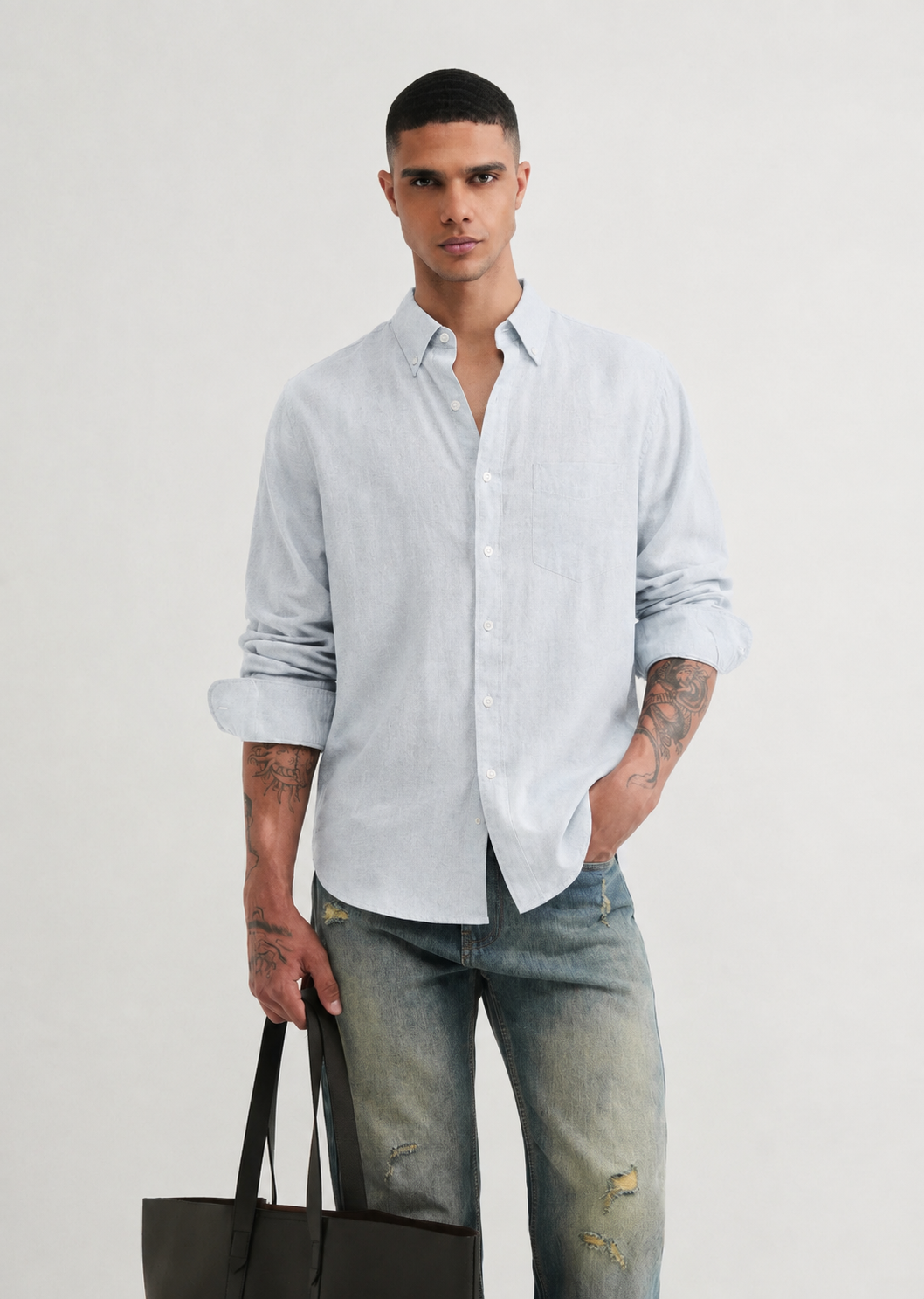 100% PURE LINEN SKY BLUE SHIRT